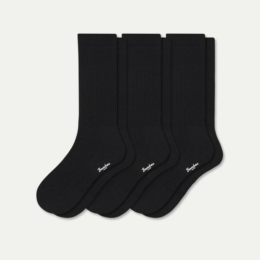 Men's Merino Cashmere Blend Calf Sock 3-Pack - Black Mix L