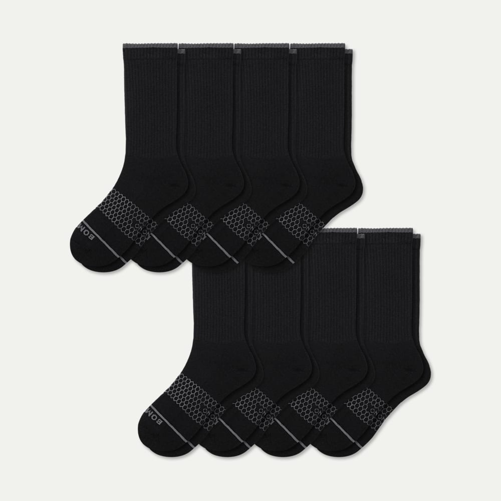Merino Wool Blend Calf Sock 8-Pack - Black Mix L