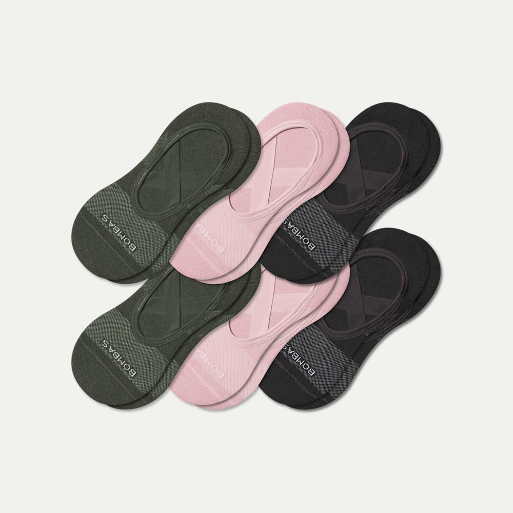 Women's Studio Gripper Ballet No Show Sock 6-Pack - Black Rose Mix L