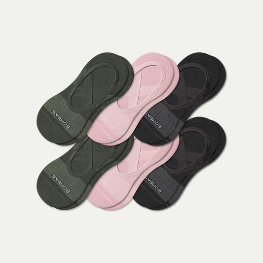 Women's Studio Gripper Ballet No Show Sock 6-Pack - Black Rose Mix L