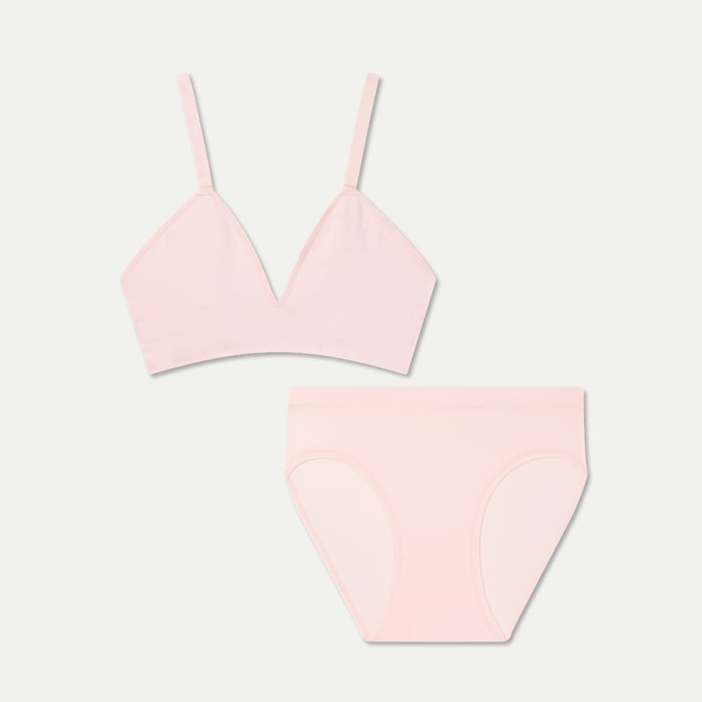 Women's Seamless Triangle Bralette + Brief Pack - Blush L