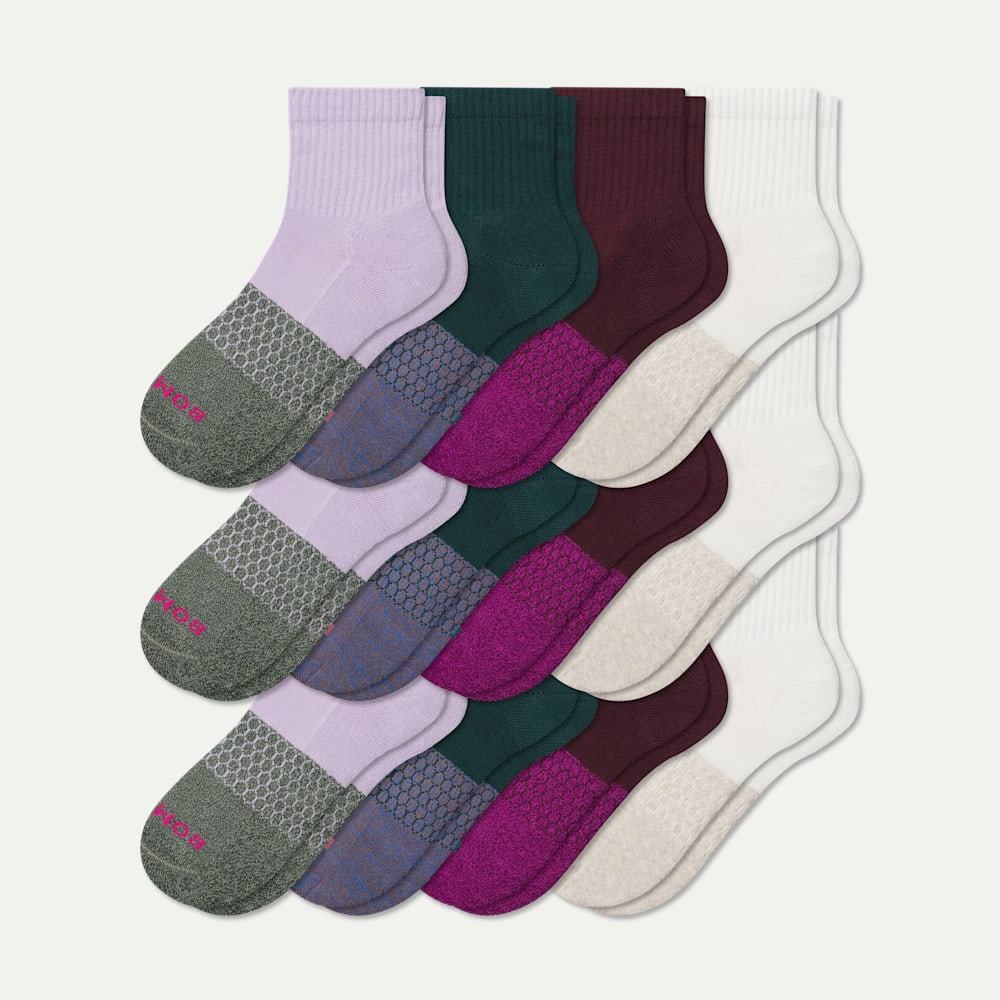 Women's Quarter Sock 12-Pack - Chai Lavender Mix L