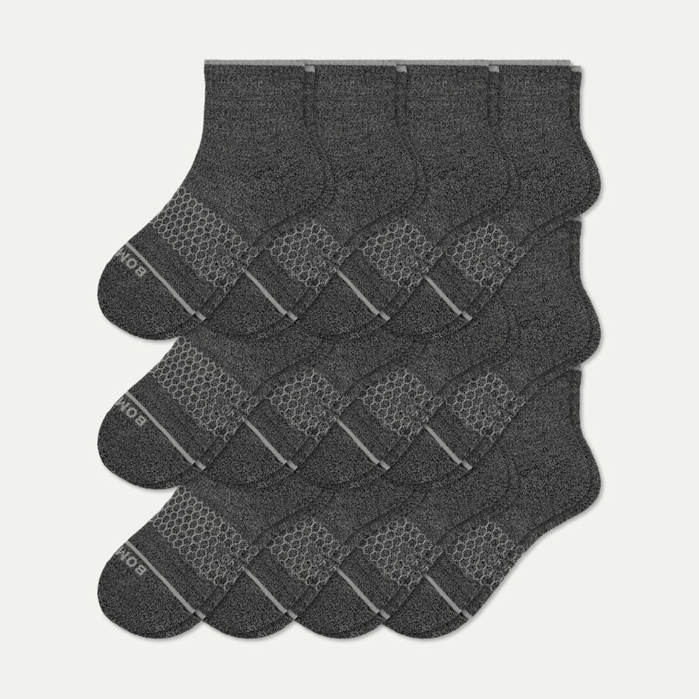 Merino Wool Blend Quarter Sock 12-Pack - dark charcoal L