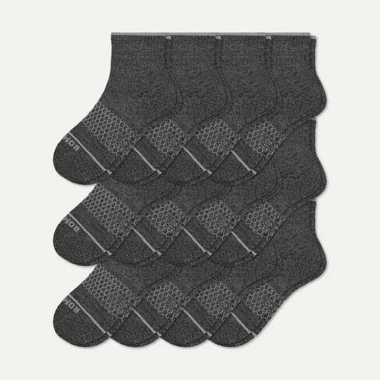 Merino Wool Blend Quarter Sock 12-Pack - dark charcoal L
