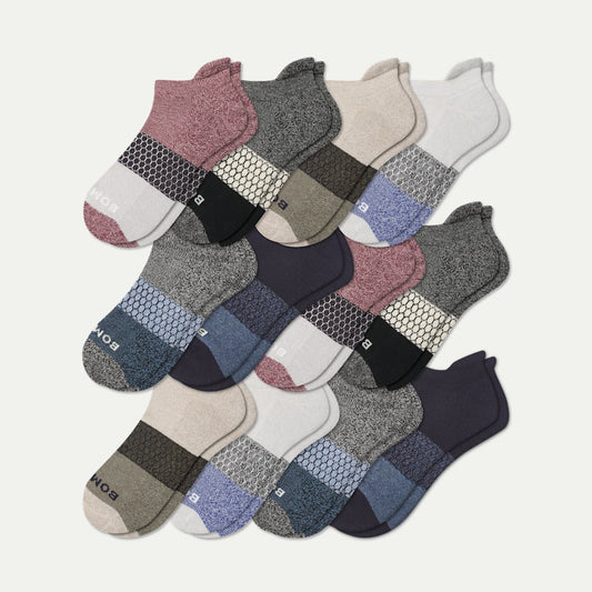 Men's Tri-Block Ankle Sock 12-pack - Charcoal Navy Mix L
