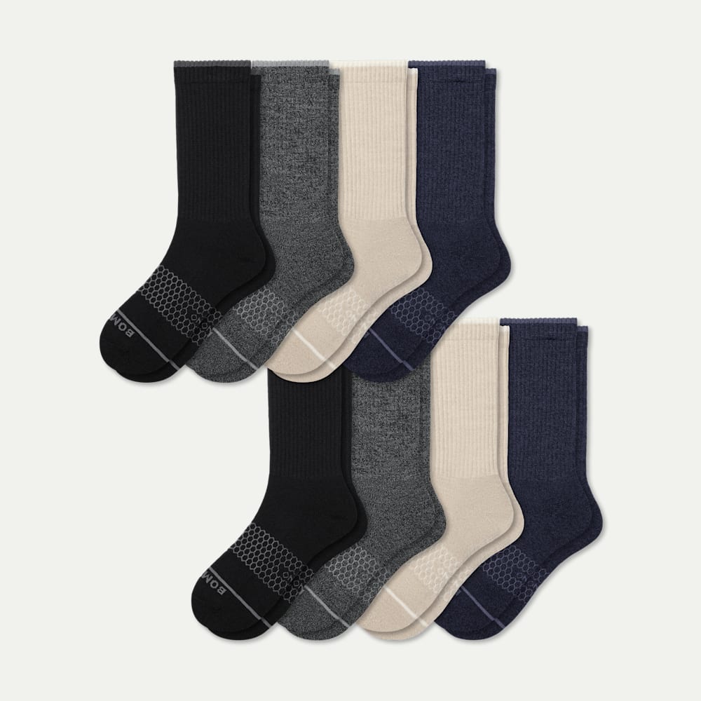 Men's Merino Wool Blend Calf Sock 8-Pack - Dark Mix