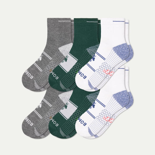 Men's Golf Quarter Sock 6-Pack - grey green mix L