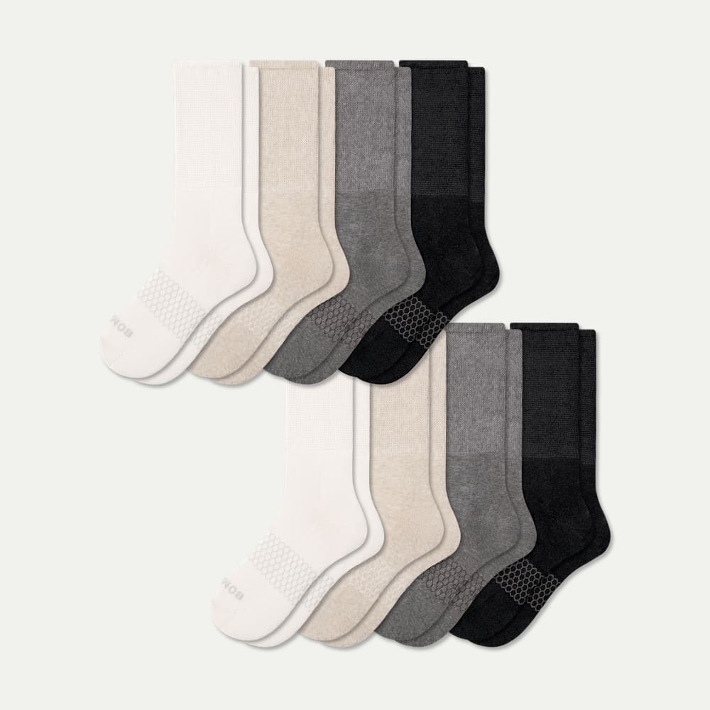 Men's Ultra Stretch Calf Sock 8-Pack - Heather Black Mix L