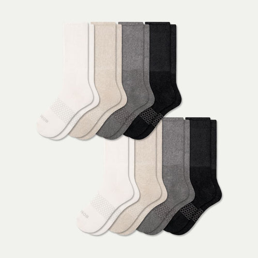 Men's Ultra Stretch Calf Sock 8-Pack - Heather Black Mix L
