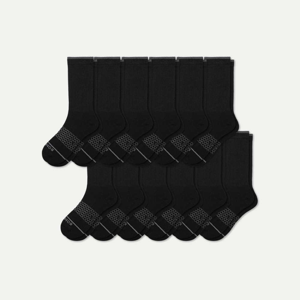 Merino Wool Blend Calf Sock 12-Pack - Ink Black L
