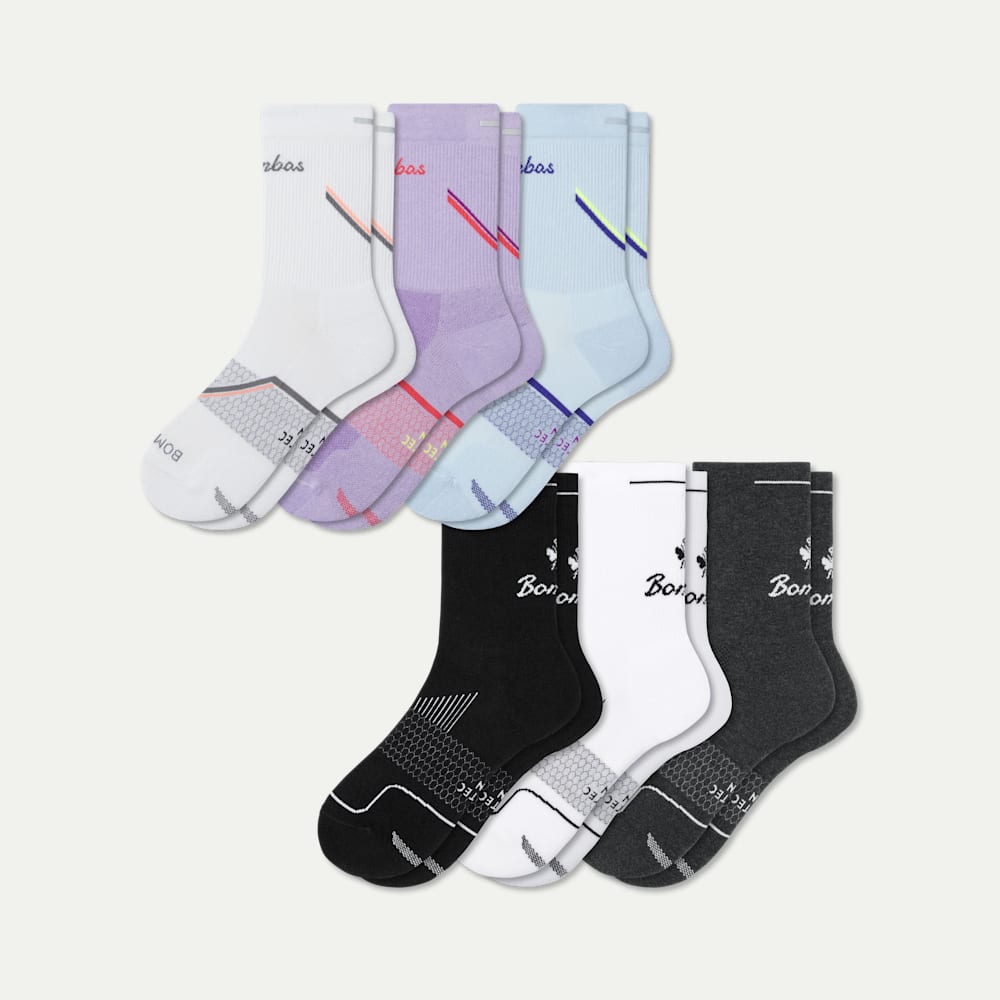 Women's Running Half Calf Sock 6-Pack - lavender blue core mix L
