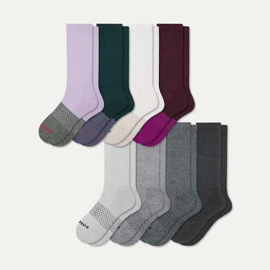 Women's Marl Calf Sock 8-Pack - Lavender Shades Mix L