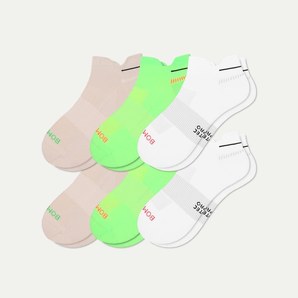 Women's RunPro Ankle Sock 6-Pack - lime sand mix L