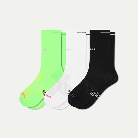 Men's RunPro Half Calf Sock 3-Pack - lime white mix L