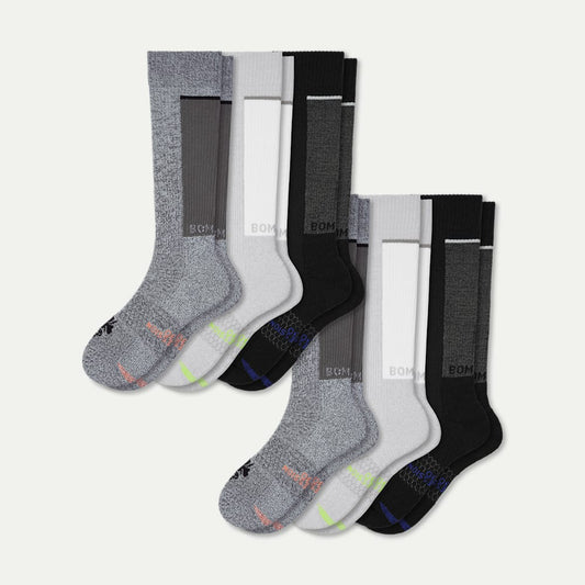 Men's Performance Compression Knee High Socks 6-Pack - black