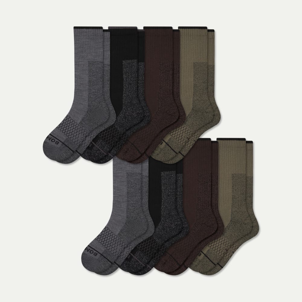 Men's Ultra Strong Merino Blend Calf Sock 8-Pack - Mixed L