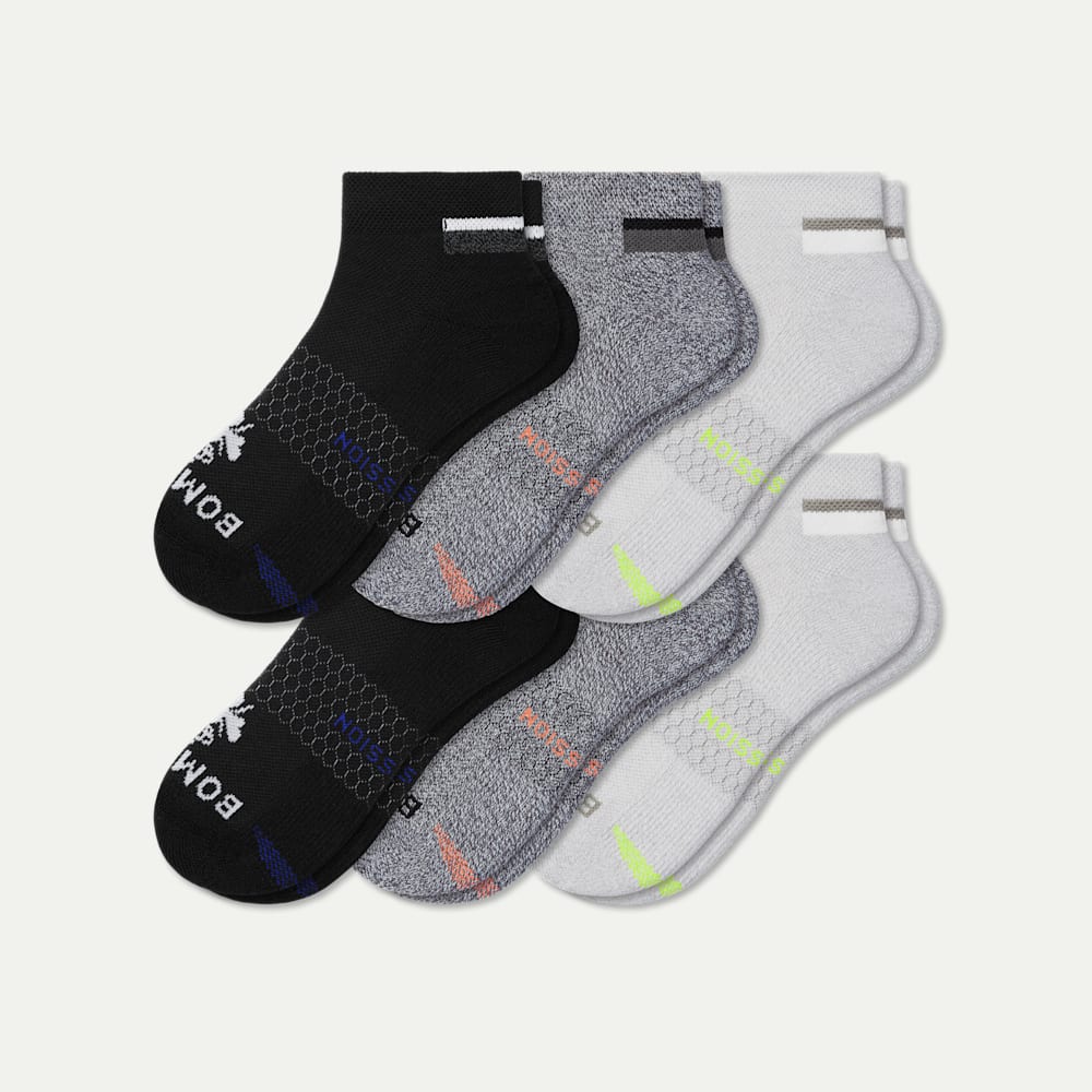 Men's Performance Compression Ankle Socks 6-Pack - black charcoal grey