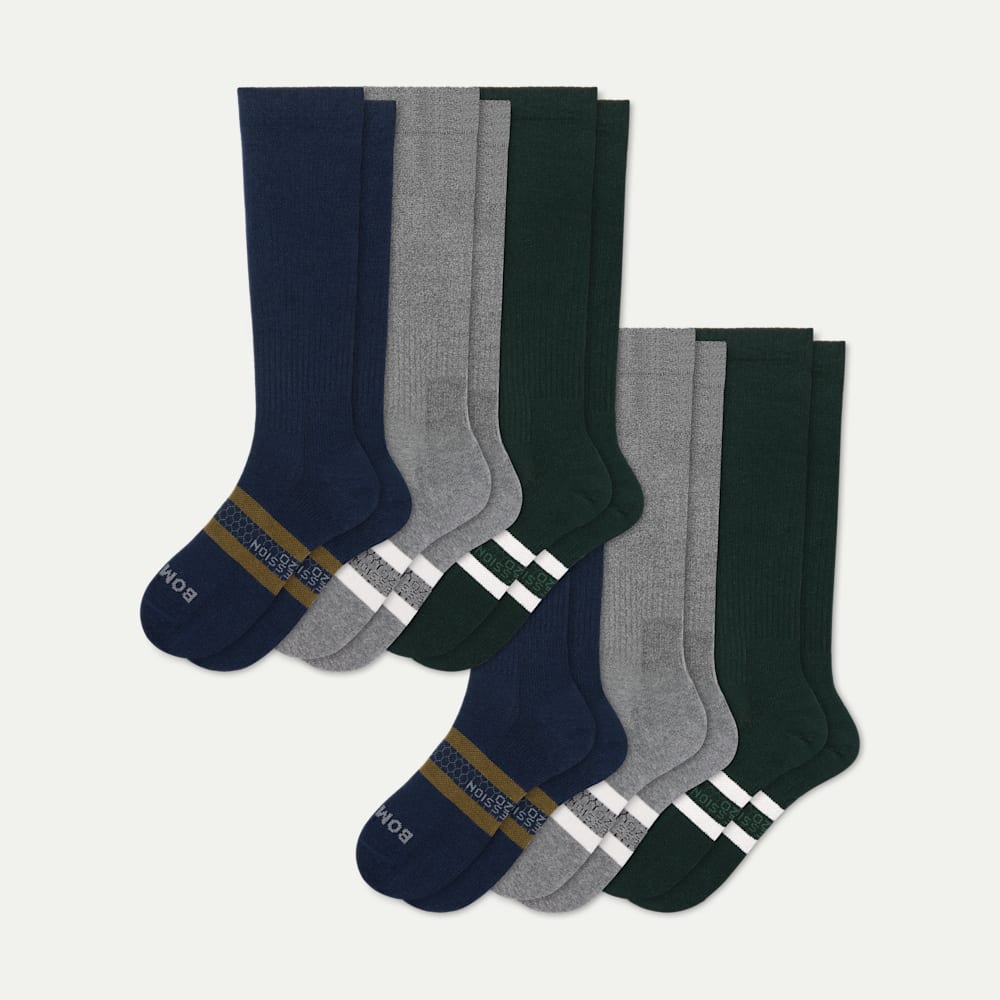 Men's Everyday Compression Sock 6-Pack (15-20mmHg) - Navy Forest Mix L