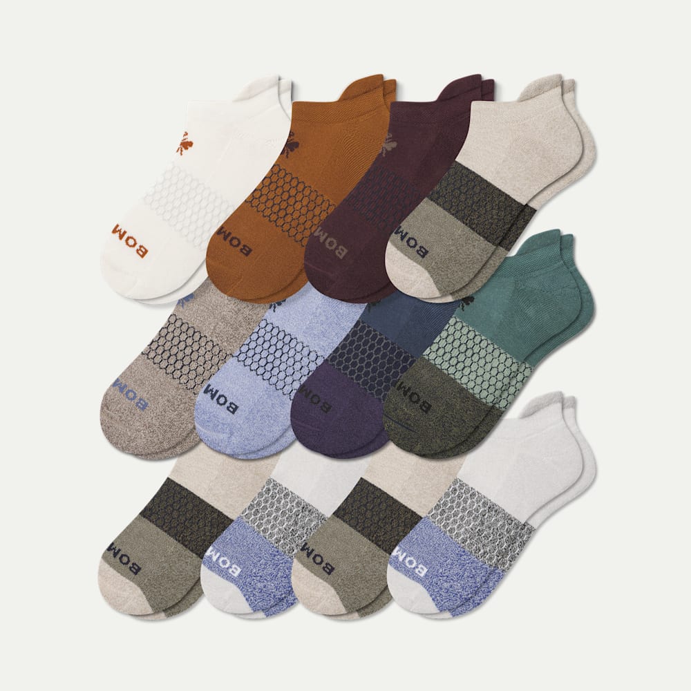 Men's Ankle Sock 12-Pack - Navy Green Mix L