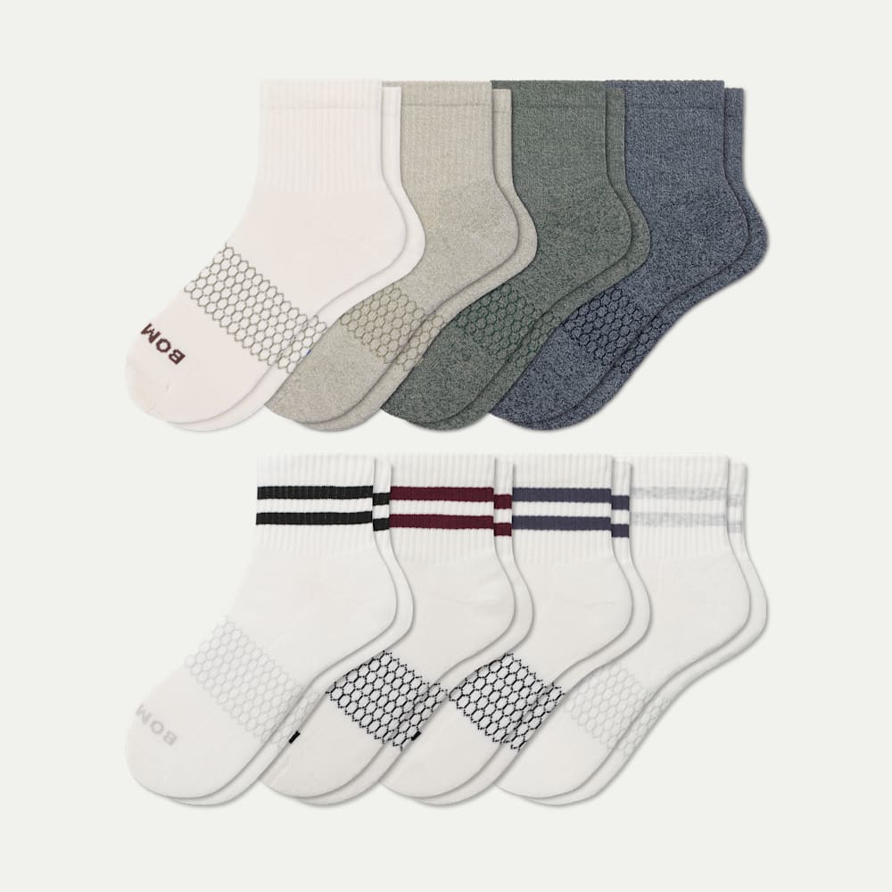 Men's Quarter Sock 8-Pack - navy stripe mix L