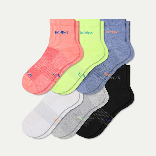UltraLite Sport Quarter Sock 6-Pack - Peach Yellow Mix L