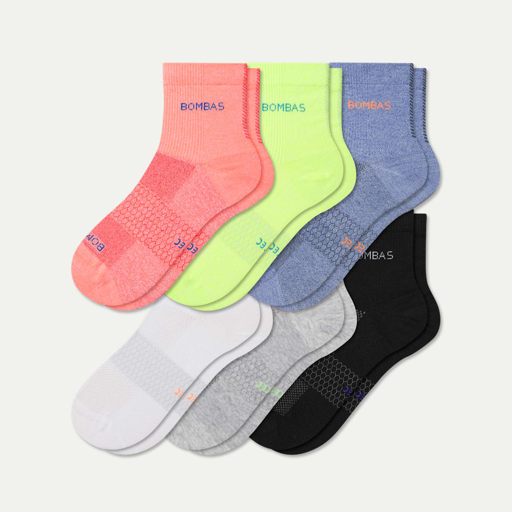 UltraLite Sport Quarter Sock 6-Pack - Peach Yellow Mix L