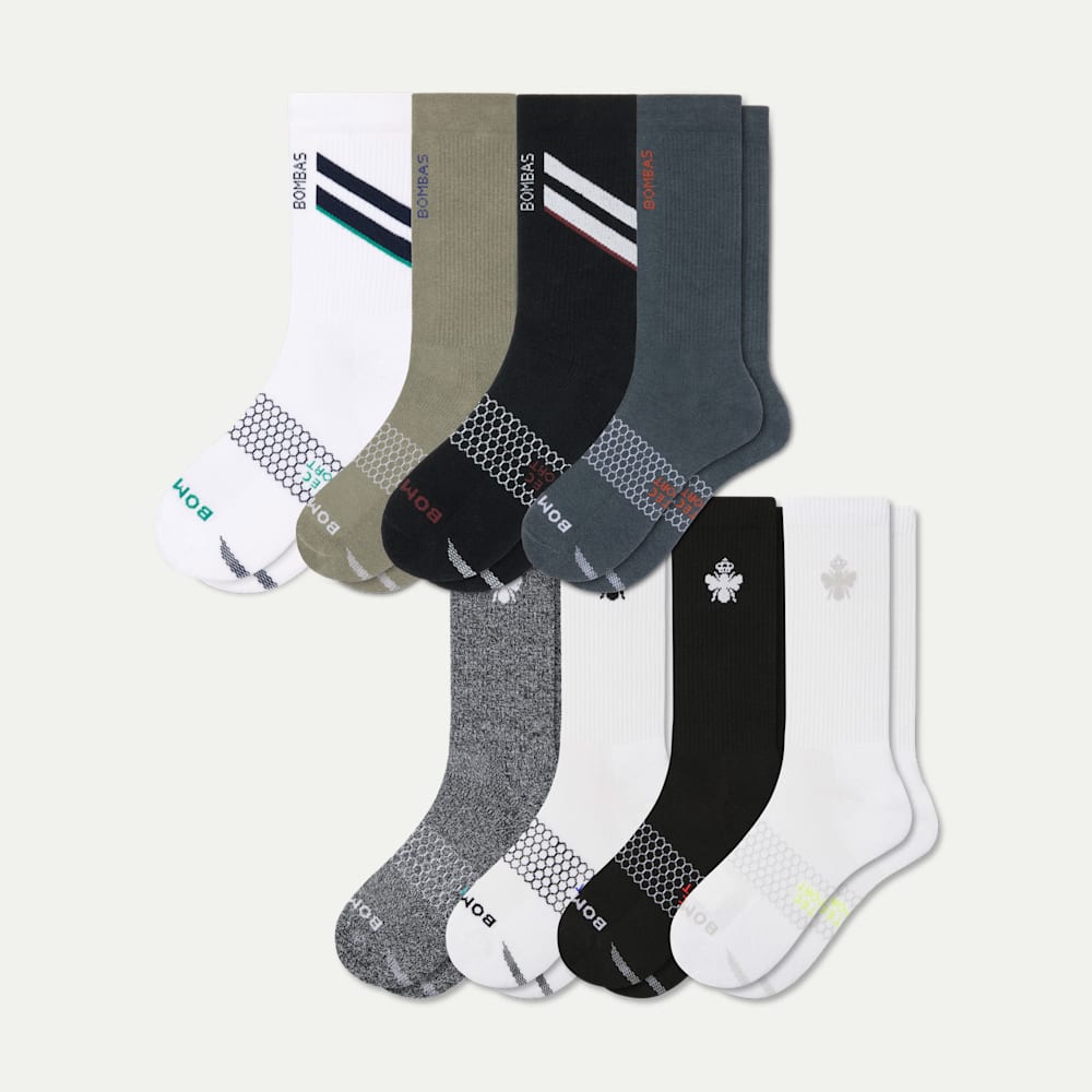 Men's All Sport Calf Sock 8-Pack - pebble core mix L