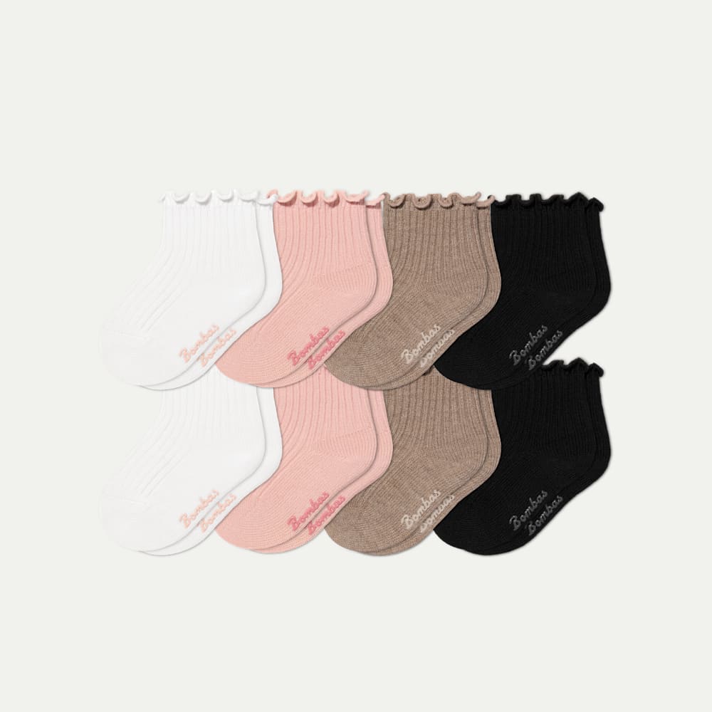 Baby Ruffle Rib Calf Sock 8-Pack (0-6 Months) - pink shadow mix L