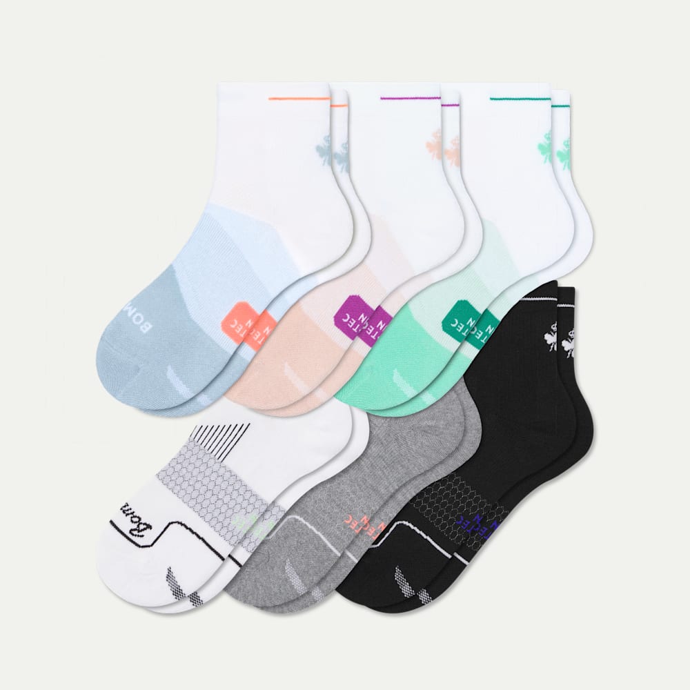 Women's Run Quarter Sock 6-Pack - pink shadow mix L