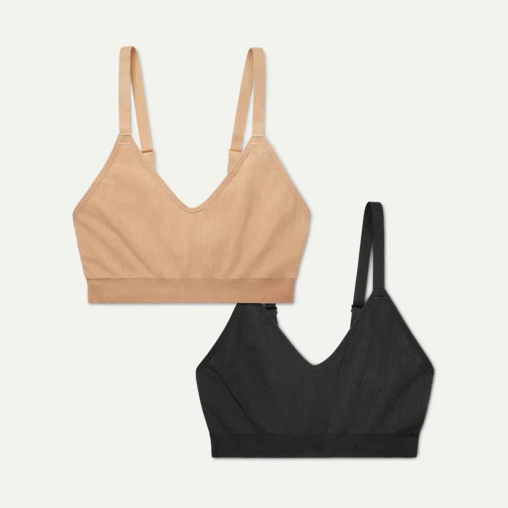 Women's Ribbed Seamless Bralette Sandcastle Mix 2-Pack L