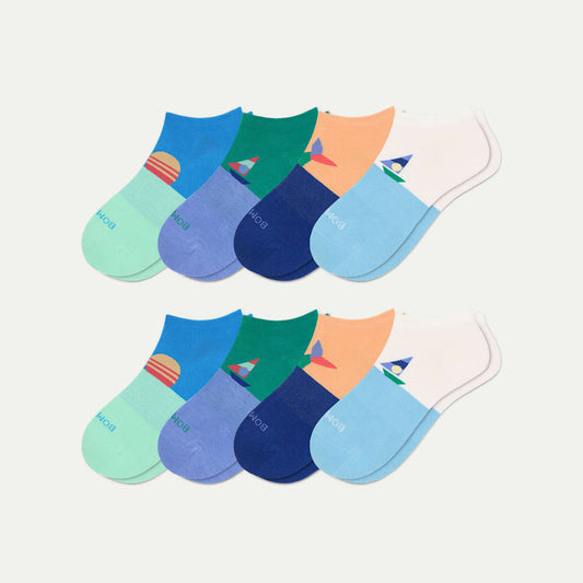 Youth Lightweight Ankle Sock 8-Pack - sky sail mix L