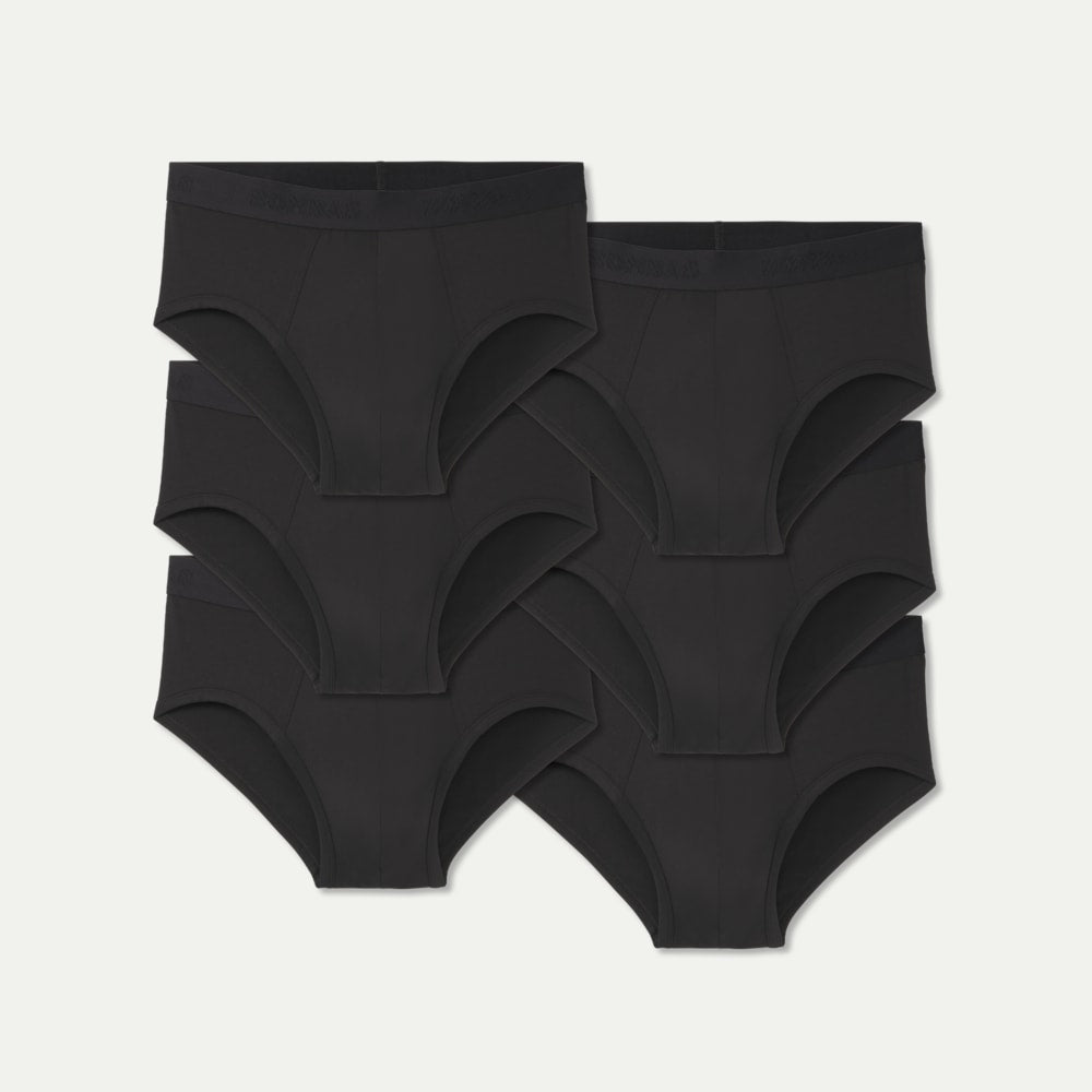 Men's Cotton Modal Blend Flyless Brief 6-Pack - Solid Black L [8817]