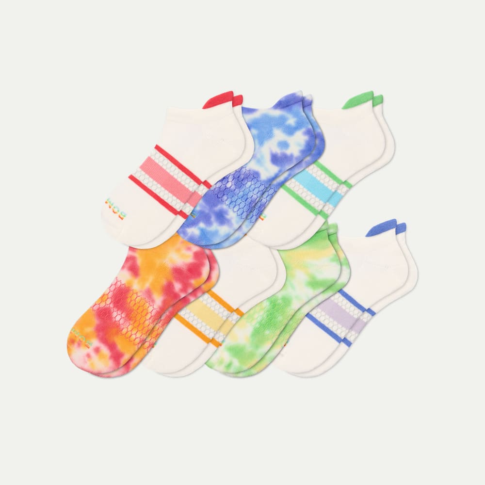 Week of Pride Ankle Sock 7-Pack - tie dye stripe mix L