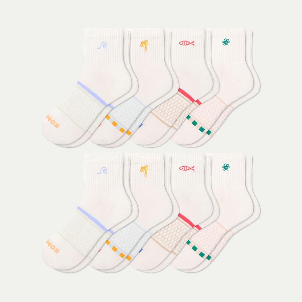 Womens Out of Office Quarter Sock 8-Pack - tropic palm mix L