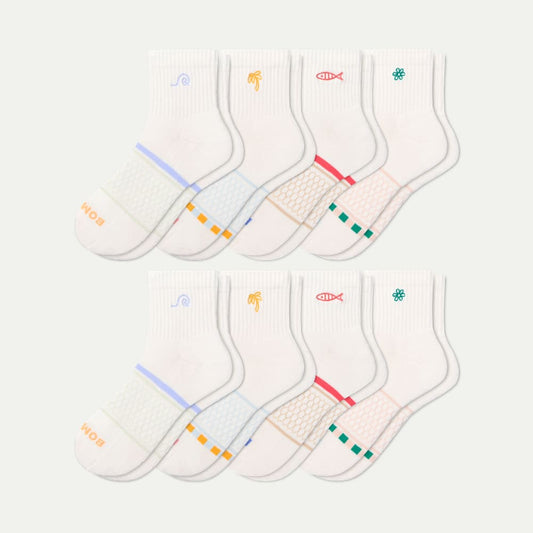 Womens Out of Office Quarter Sock 8-Pack - tropic palm mix L