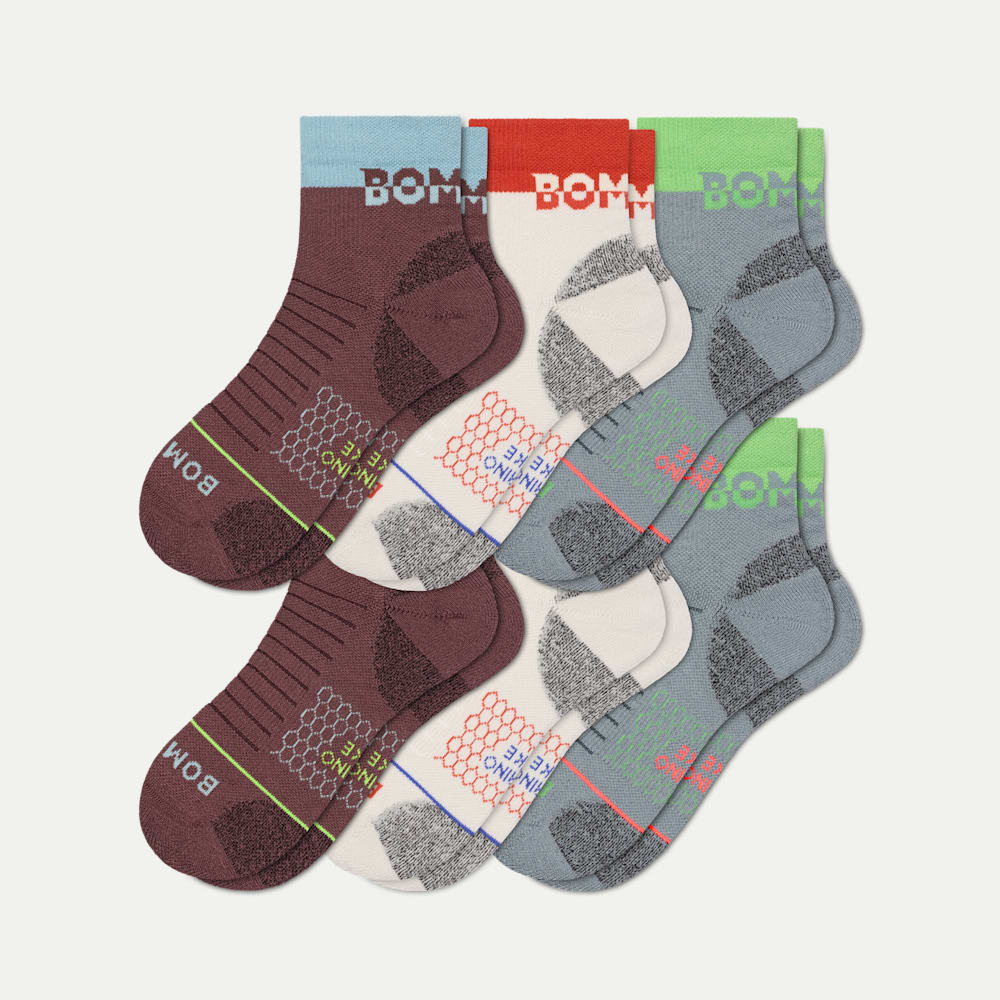 Merino Wool Blend Hiking Quarter Sock 6-Pack - vintage plum mix L
