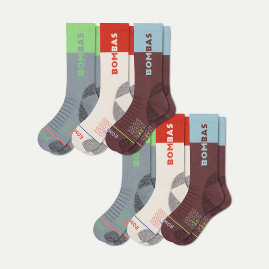 Men's Merino Wool Blend Hiking Calf Sock 6-Pack - vintage plum mix L