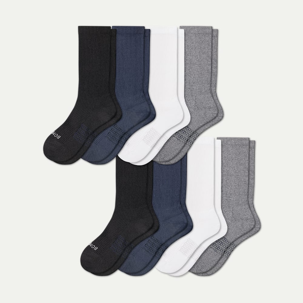 Men's Modern Rib Calf Sock 8-Pack - White Black Mix