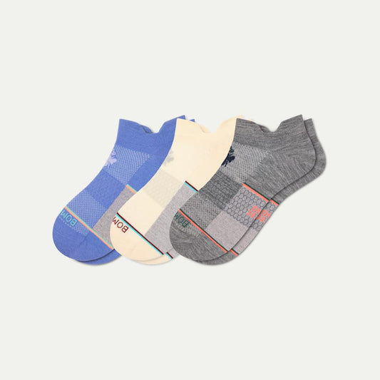 Women's UltraLite Sport Merino Wool Blend Ankle Sock 3-Pack - white hydrangea mix L