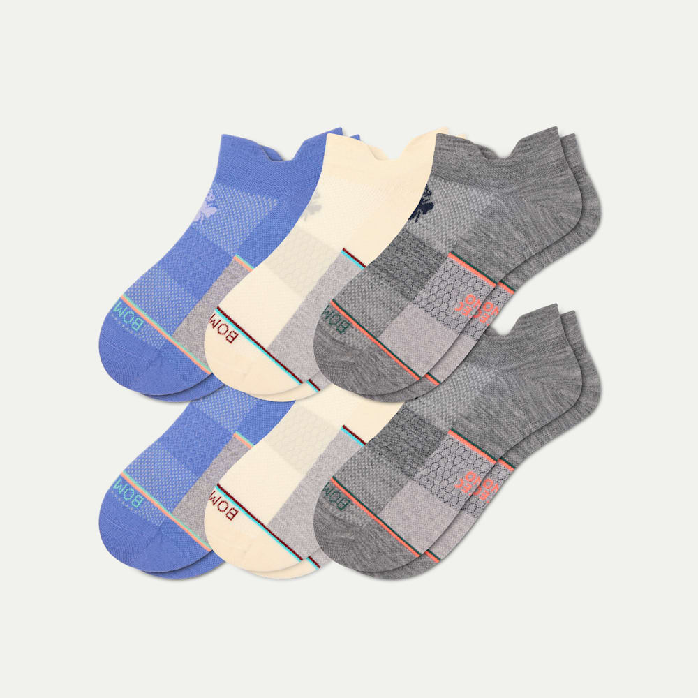 UltraLite Sport Merino Wool Blend Ankle Sock 6-Pack - white hydrangea mix L