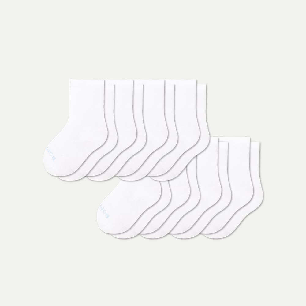 Junior Lightweight Calf Sock 8-Pack - White