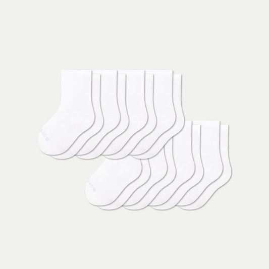 Junior Lightweight Calf Sock 8-Pack - White