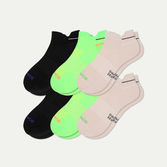 Men's RunPro Ankle Sock 6-Pack - white lime mix L