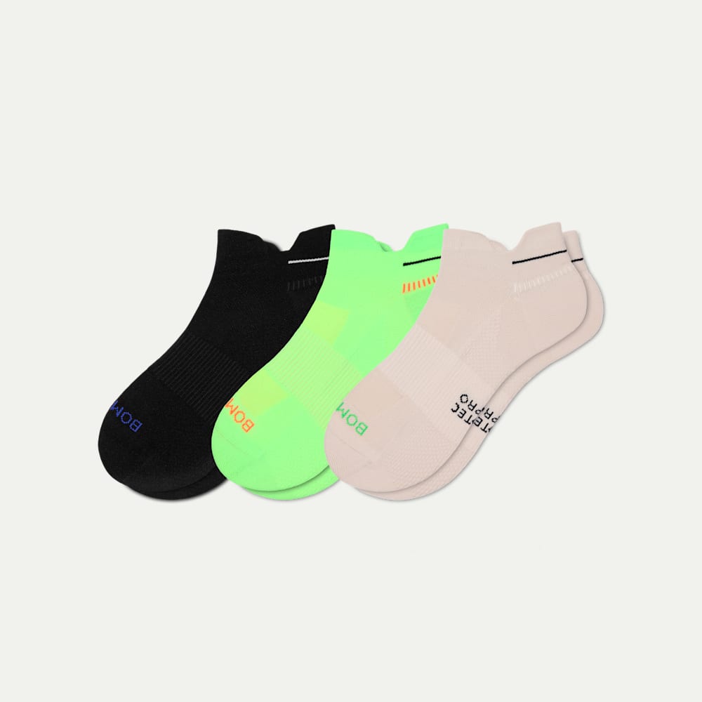 Men's RunPro Ankle Sock 3-Pack - white lime mix L