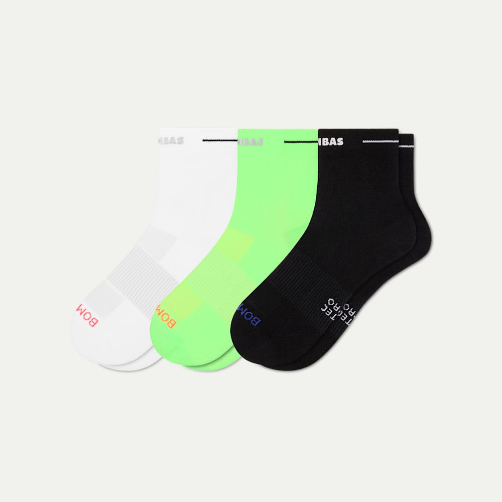 Men's RunPro Quarter Sock 3-Pack - white lime mix L