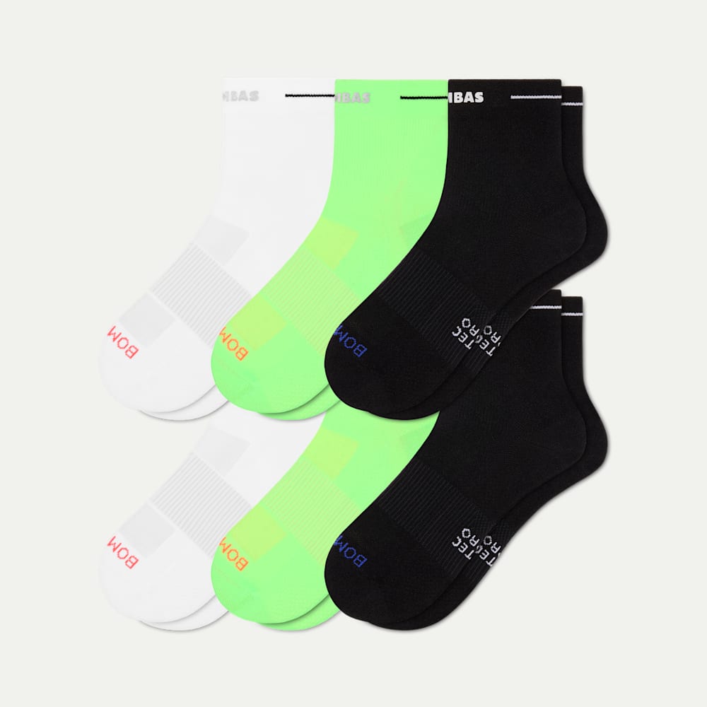 Men's RunPro Quarter Sock 6-Pack - white lime mix L